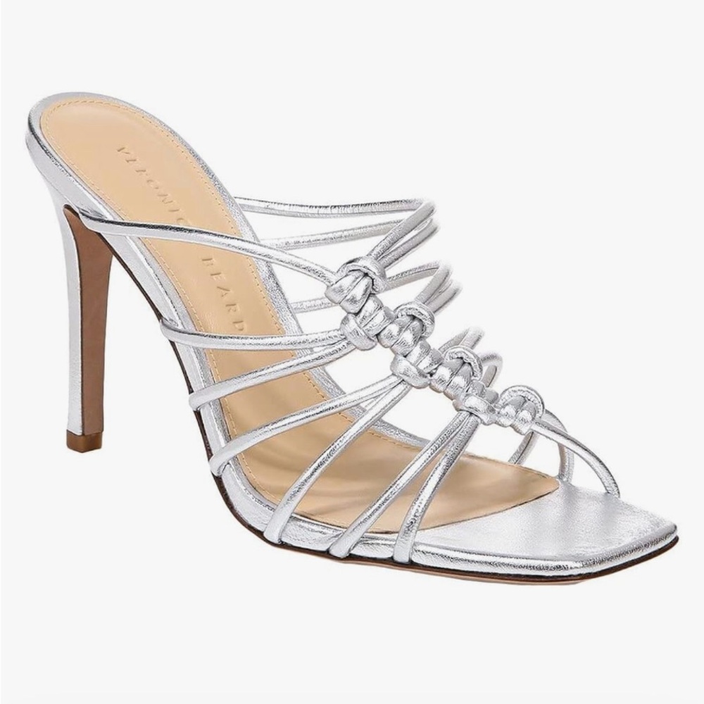New! Veronica Beard Avita Women's
Strappy Leather Sandals Silver Heels Sz 7 $395